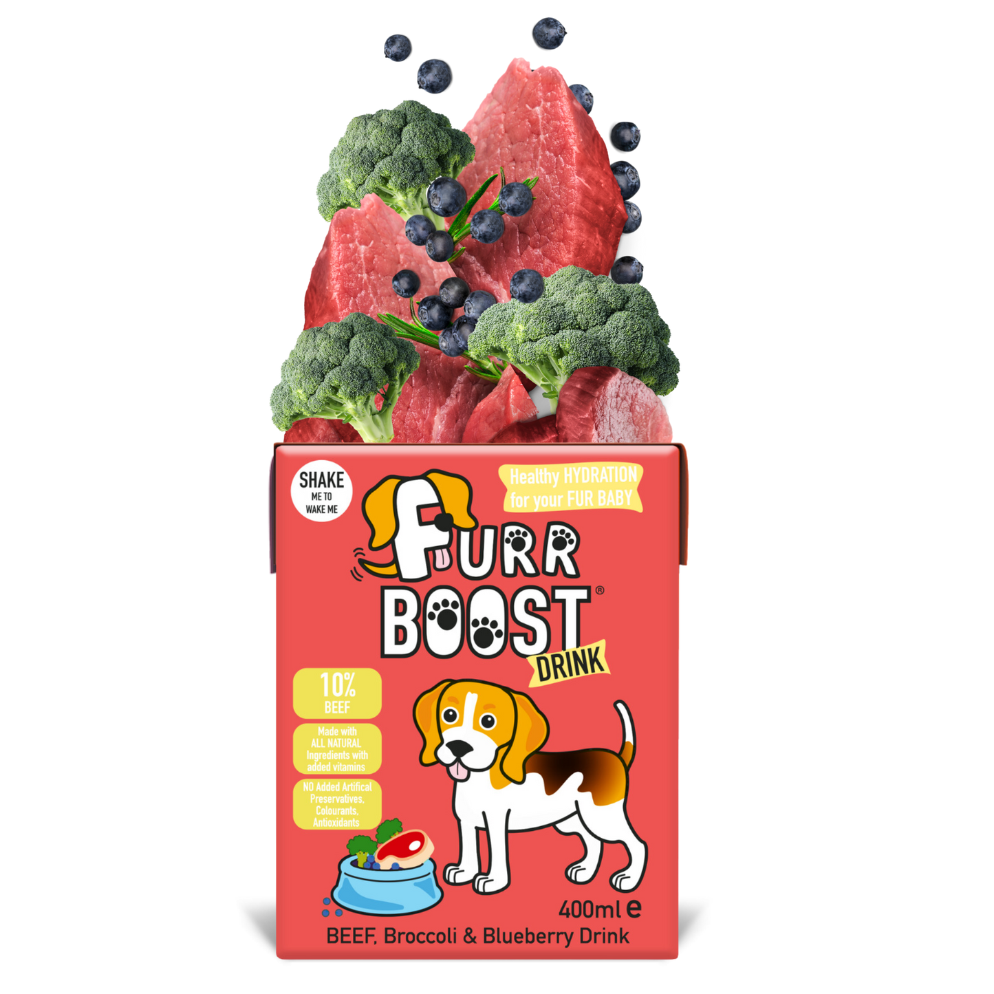 Furr Boost Dog Drink Beef, Broccoli and Blueberry, Carton, 400ml