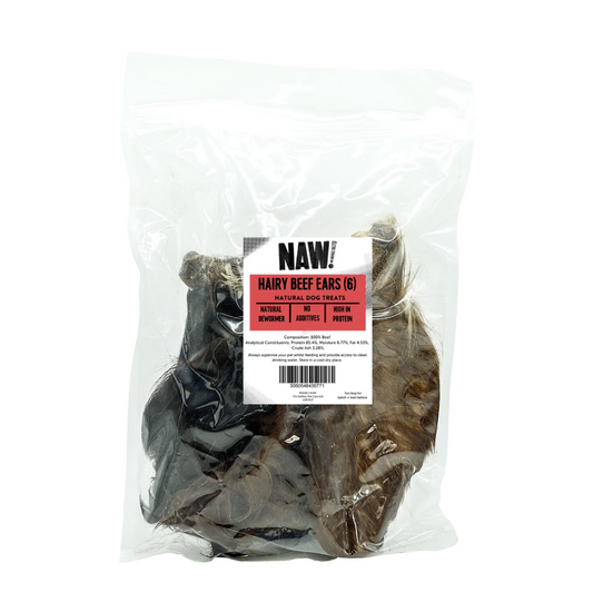 NAW Hairy Beef Ears for Dogs (6PK)