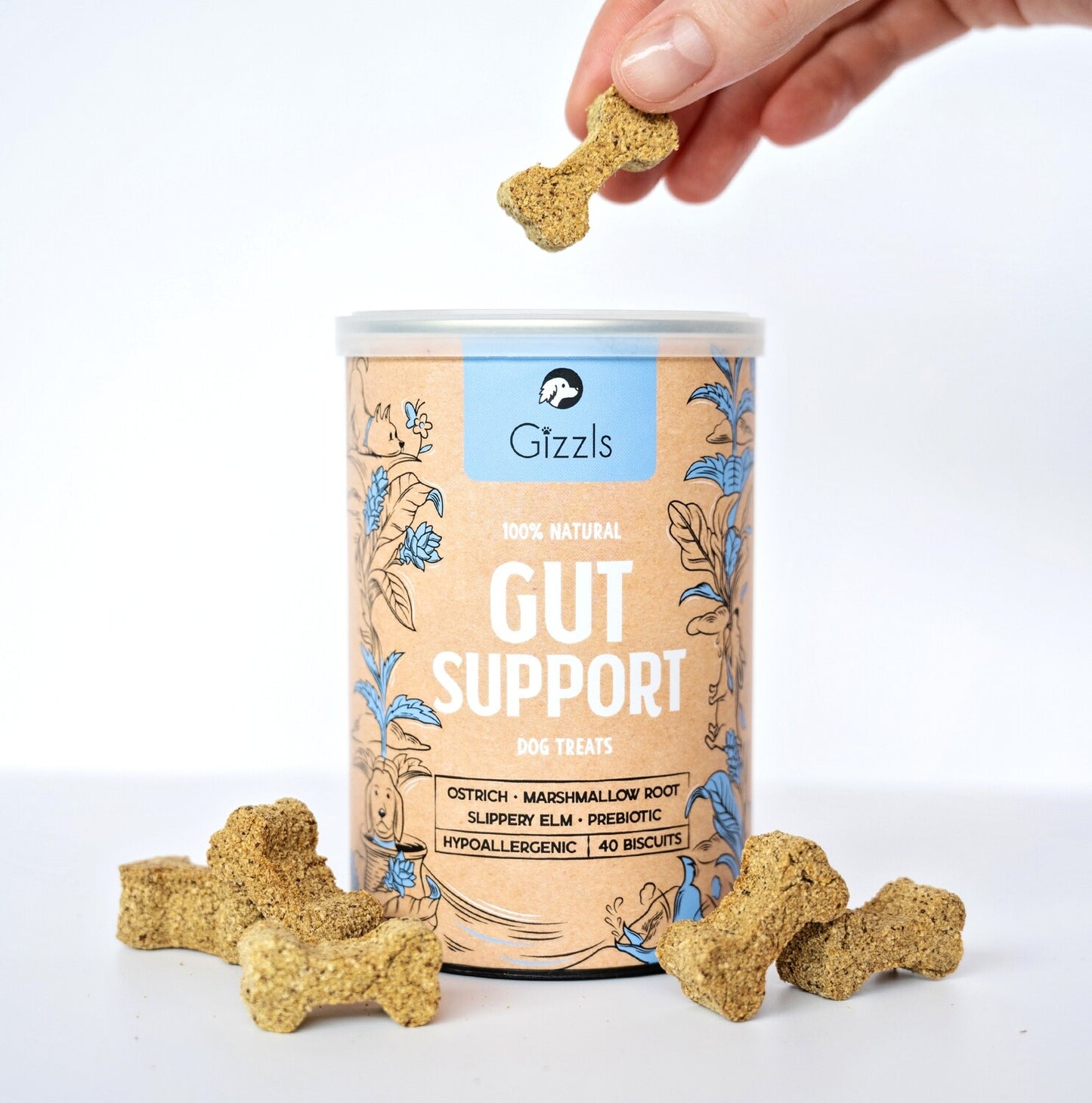 Gizzls Botanicals Gut Support Dog Biscuits (40 treats)