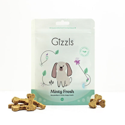 Gizzls Minty Fresh Dog Treats Peanut Butter & Mint – 100g