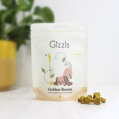 Gizzls Golden Bones Dog Treats Peanut Butter & Turmeric (100g)