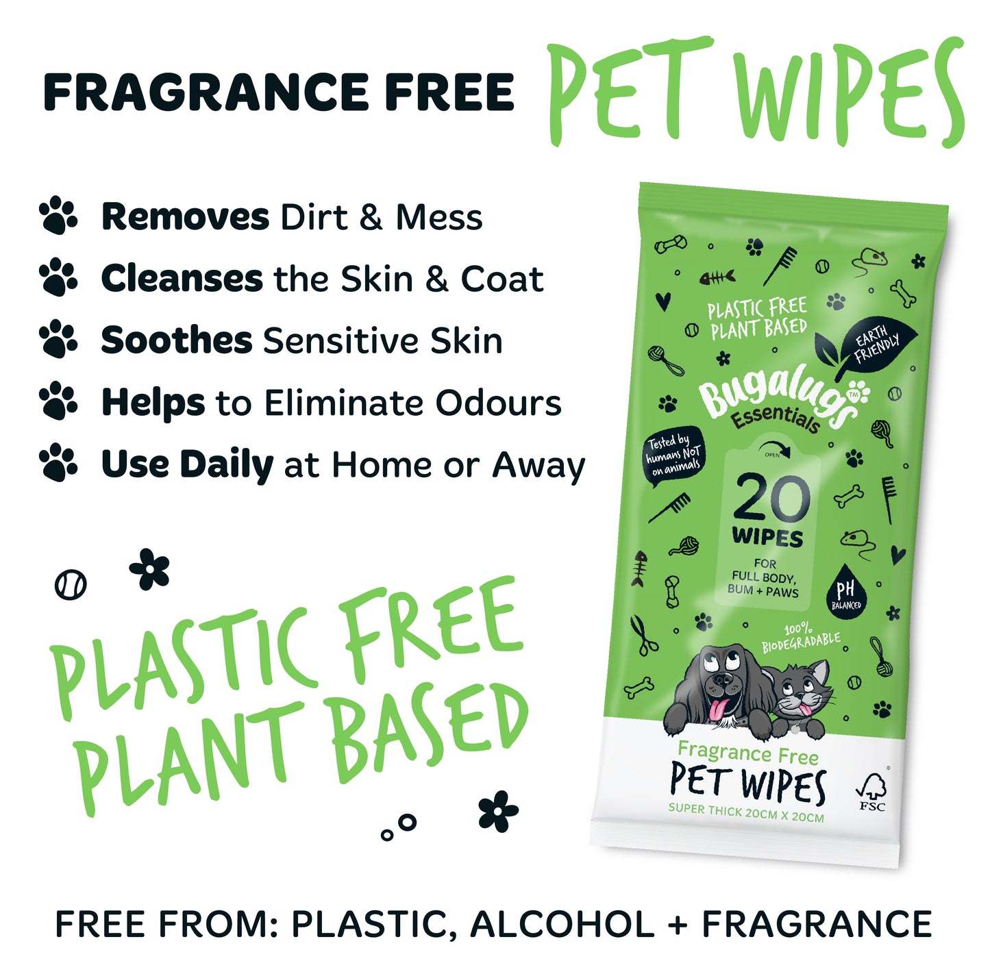 20 Biodegradable Wipes (Travel Pack)