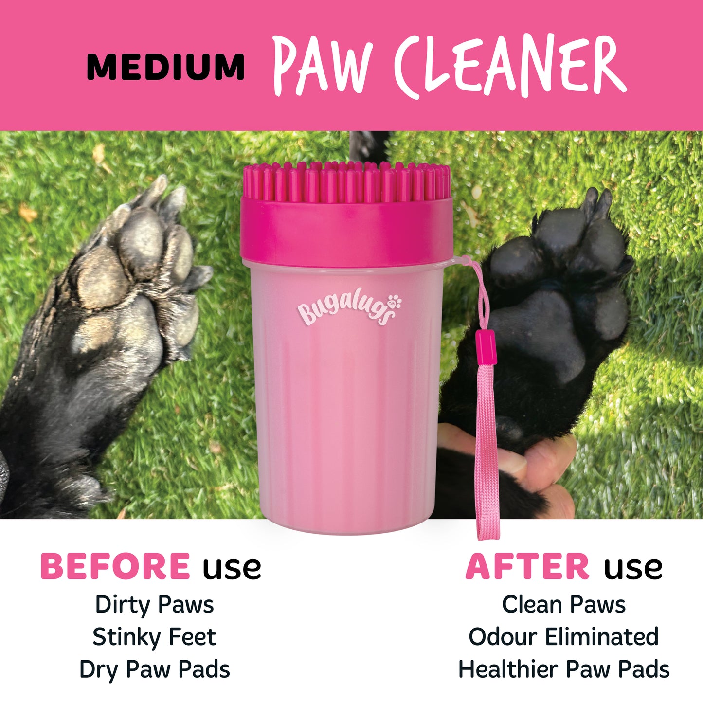 Bugalugs Paw Cleaner Cup for Dogs & Cats (Medium)