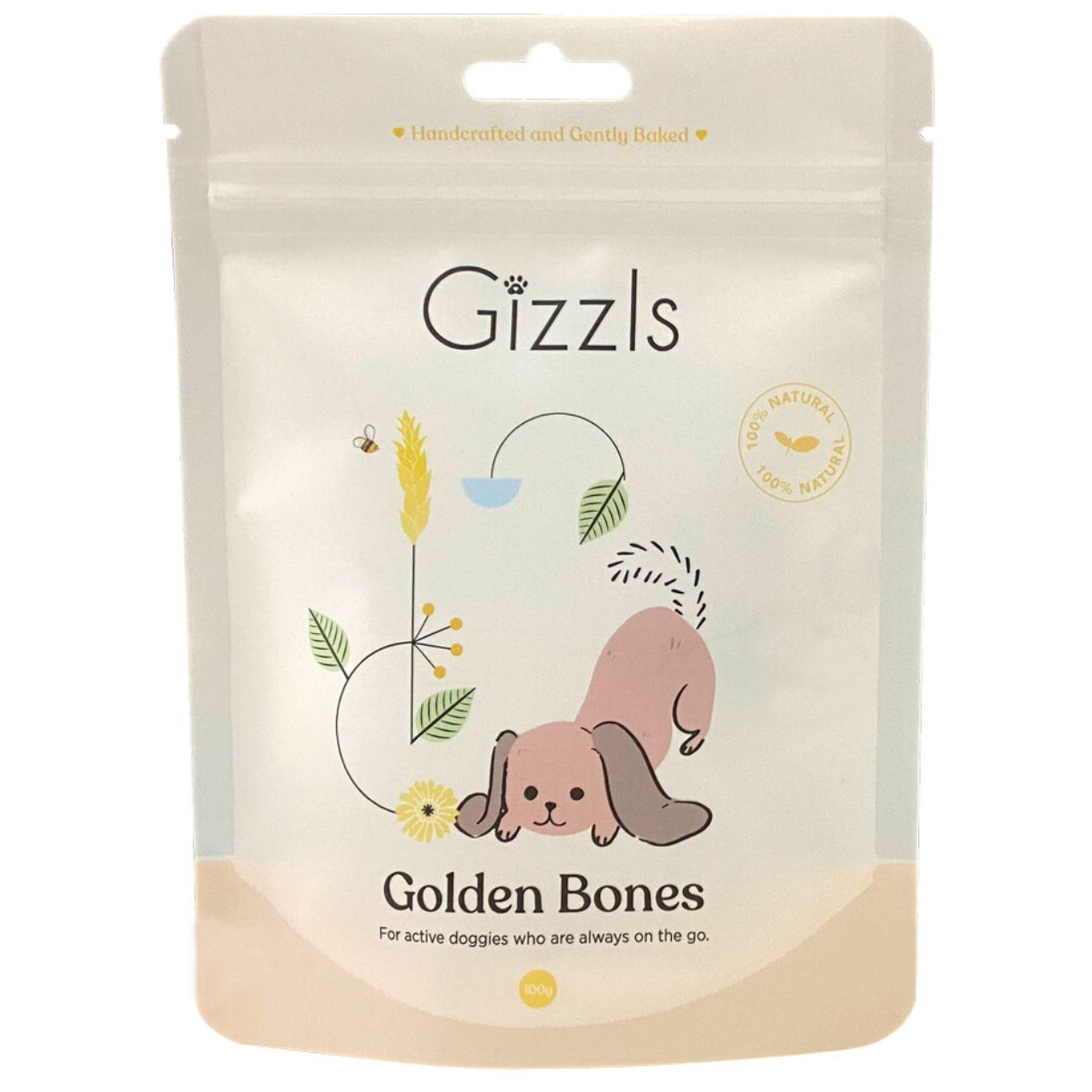 Gizzls Golden Bones Dog Treats Peanut Butter & Turmeric (100g)