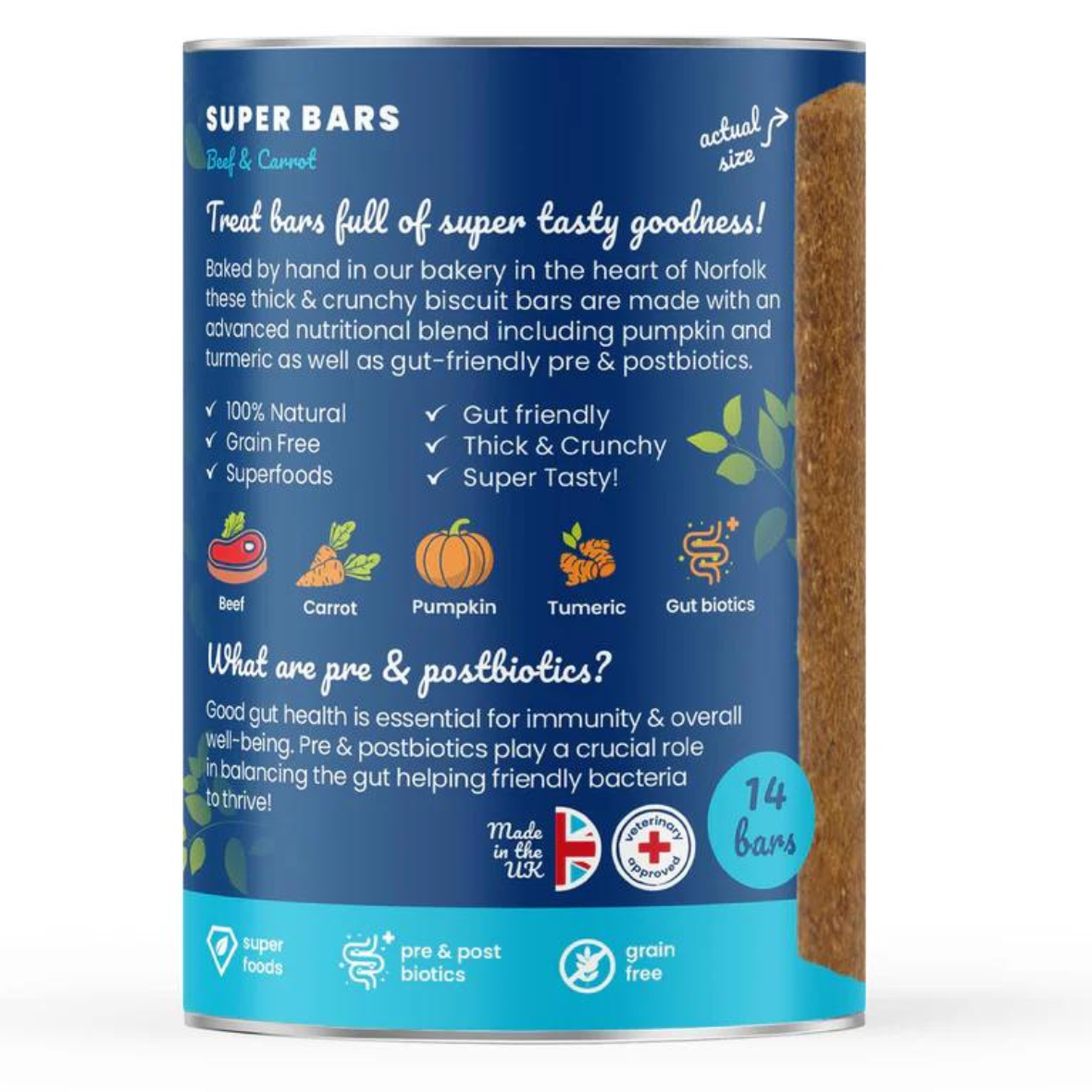 Super Bars - Beef and Carrot Baked Treat Bars for Dogs