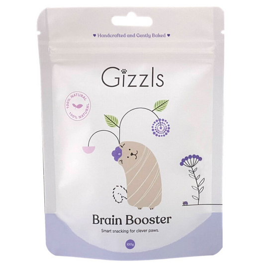 Gizzls Brain Booster Dog Treats Peanut Butter & Blueberries – 100g