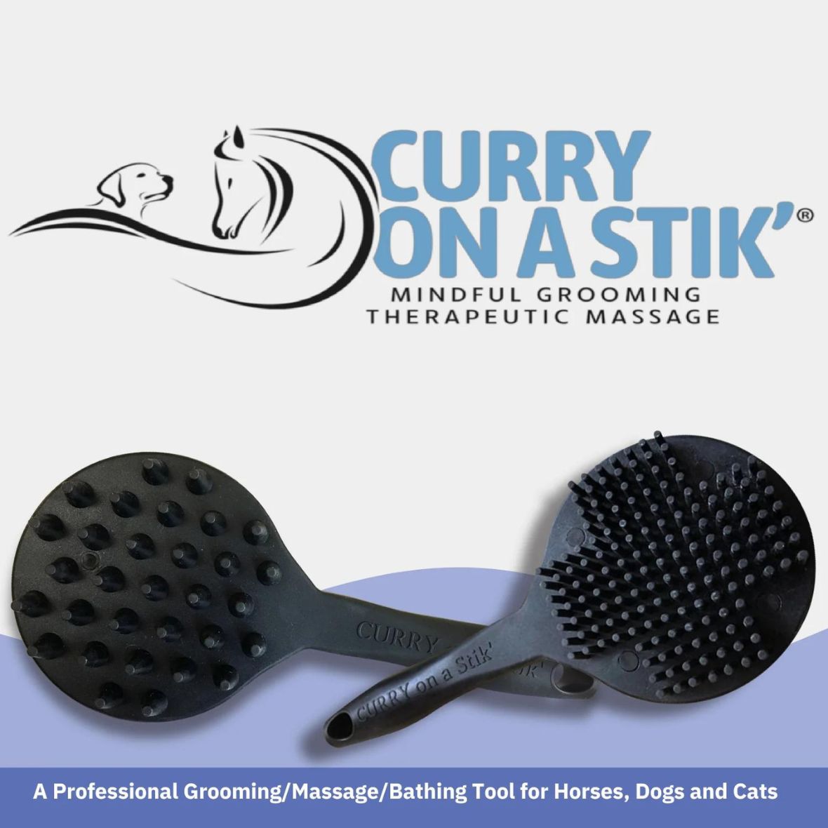 Curry On A Stik Therapeutic Curry Comb for Horses Dogs and Cats OurPetsLife