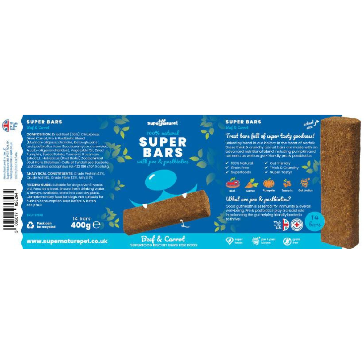 Super Bars - Beef and Carrot Baked Treat Bars for Dogs