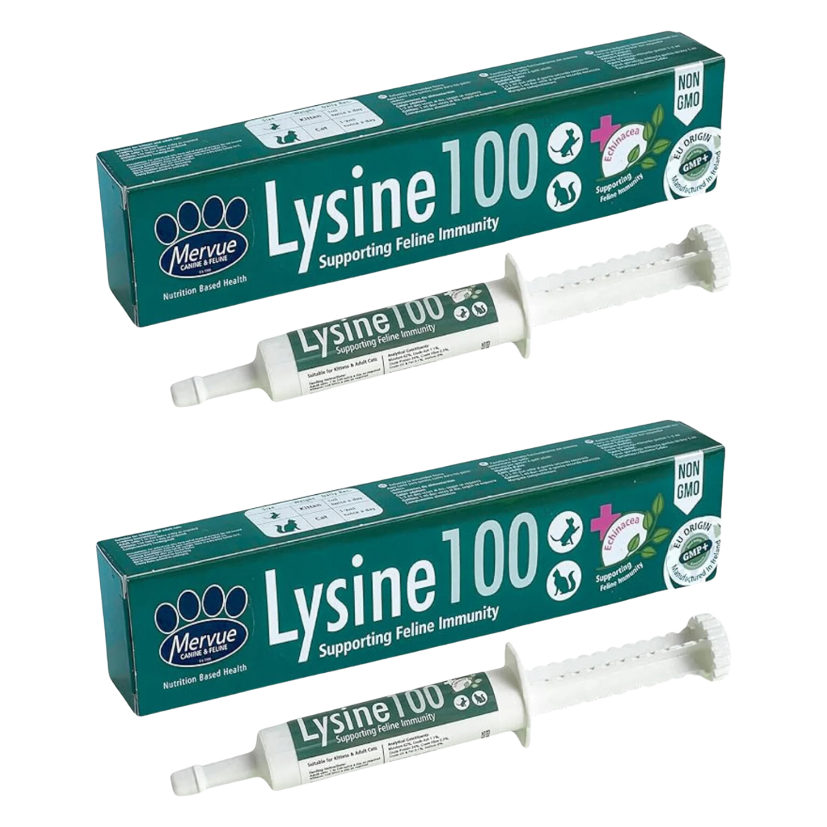 Mervue Lysine 100 Paste for Cats & Kittens Bundle of 2