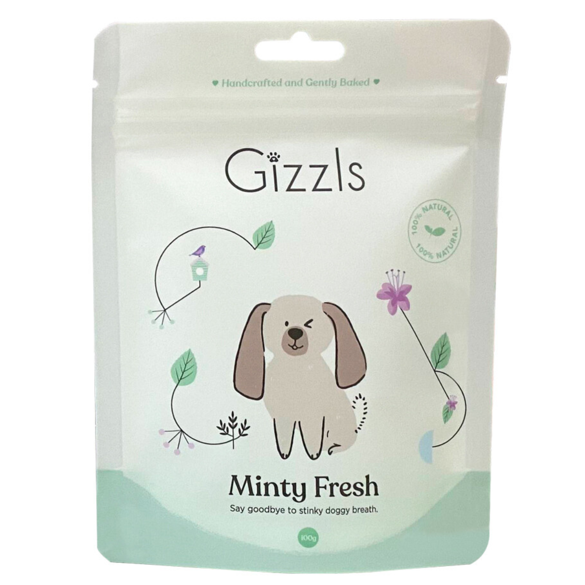 Gizzls Minty Fresh Dog Treats Peanut Butter & Mint – 100g