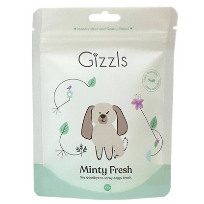 Gizzls Minty Fresh Dog Treats Peanut Butter & Mint – 100g